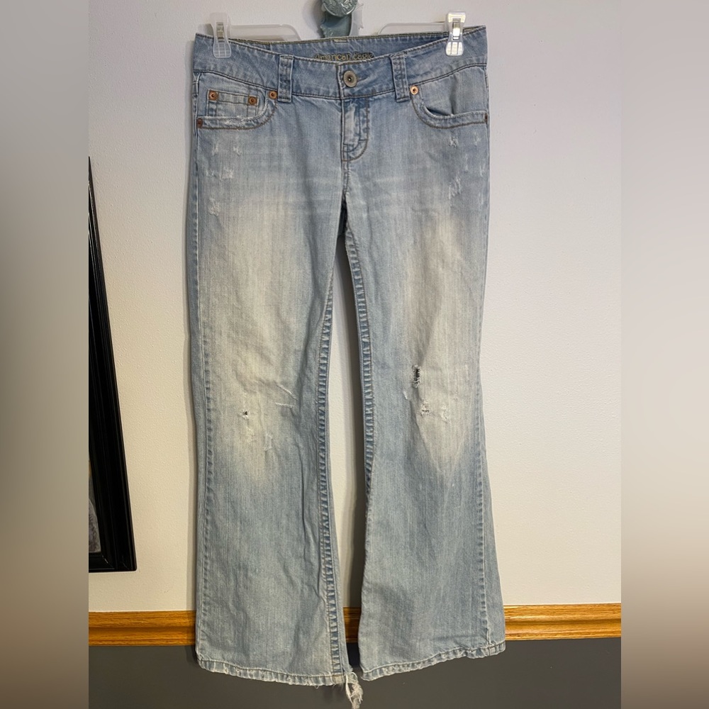 American Eagle Boyfriend Wide Leg Faded Jeans Size 10